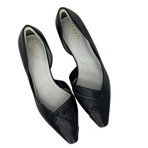 Franco Sarto Flats Women's 8.5 Black Leather Braela Slip On Strappy Shoes